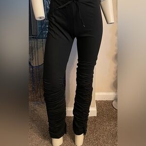 Black Ruched Track Pants